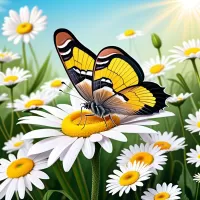 Puzzle Butterfly on a daisy