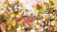 パズル Butterflies and flowers