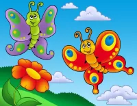 Jigsaw Puzzle Butterfly and flower