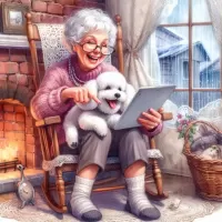 Puzzle Grandma and poodle