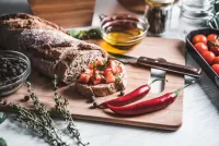 Rompecabezas Baguette with tomatoes