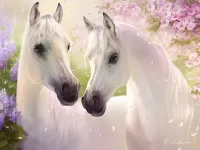 Пазл Белые кони