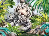 Jigsaw Puzzle White tigers