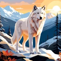 パズル White wolf in the mountains