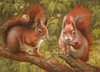 Zagadka Squirrels on a branch