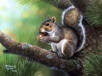 Puzzle Squirrel with an acorn