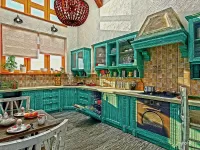 Jigsaw Puzzle Turquoise kitchen