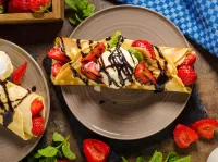 Slagalica Pancakes with strawberries