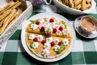 Jigsaw Puzzle Pancakes with cream