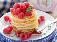 Jigsaw Puzzle Pancakes and raspberry