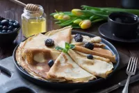 Jigsaw Puzzle Pancakes with blackberries