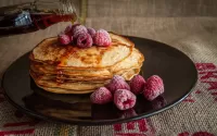 Jigsaw Puzzle Pancakes with raspberries