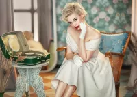 Rompicapo Blonde girl with a gramophone