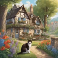 Puzzle Big cat in the village