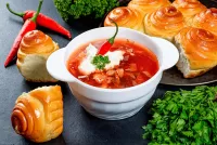 Jigsaw Puzzle Borsch with donuts
