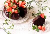 Quebra-cabeça Brownie with strawberries
