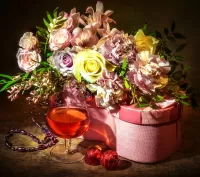 Bulmaca Bouquet and glass
