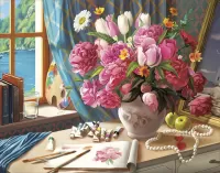Quebra-cabeça Bouquet and paint