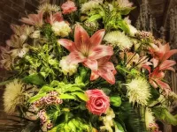 Quebra-cabeça Bouquet Lilies Roses