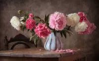 Puzzle Bouquet of peonies