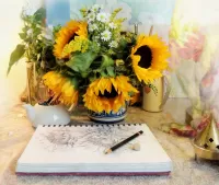 Jigsaw Puzzle Bouquet of sunflowers