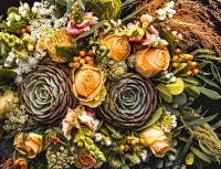 Пазл Букет с кактусами и розами