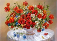 Слагалица Bouquet with poppies