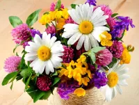 Слагалица Bouquet with daisies