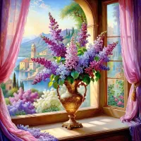 Puzzle Bouquet of lilacs