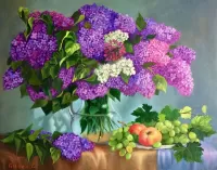 パズル Bouquet of lilacs and grapes