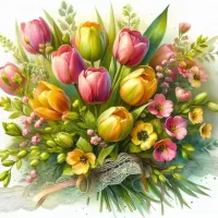 Jigsaw Puzzle Bouquet of tulips
