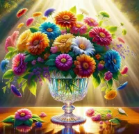 Bulmaca Bouquet in a crystal vase