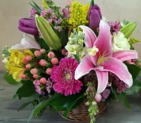 Jigsaw Puzzle Bouquet in a basket
