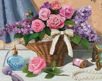 Puzzle Bouquet in a basket