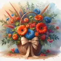 Bulmaca Bouquet in a basket
