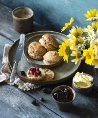 Jigsaw Puzzle Scones with jam