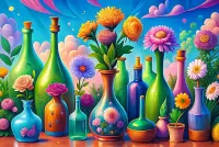 パズル Bottles and flowers