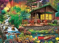 Jigsaw Puzzle Cabin in the Woods