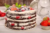 Jigsaw Puzzle Cake with Berries