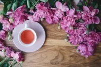 Puzzle Tea and peonies