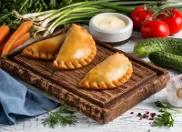 Jigsaw Puzzle Chebureks and vegetables