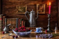Puzzle Cherries and the coffee pot