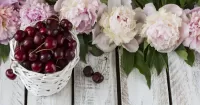Zagadka Cherries and peonies