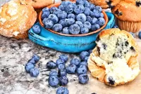 Quebra-cabeça Blueberries with cupcakes