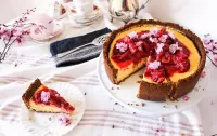 Jigsaw Puzzle Cheesecake with jam