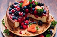 Слагалица Cheesecake with berries