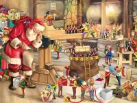 Puzzle Santa Claus and elves
