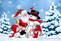 Jigsaw Puzzle Santa claus and snowman