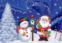 Puzzle Santa claus and snowman