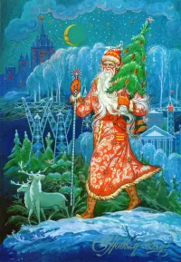 Jigsaw Puzzle Santa Claus and Christmas tree